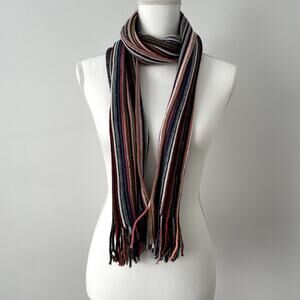 Multicolored Striped Scarf With Fringe 70''x9''